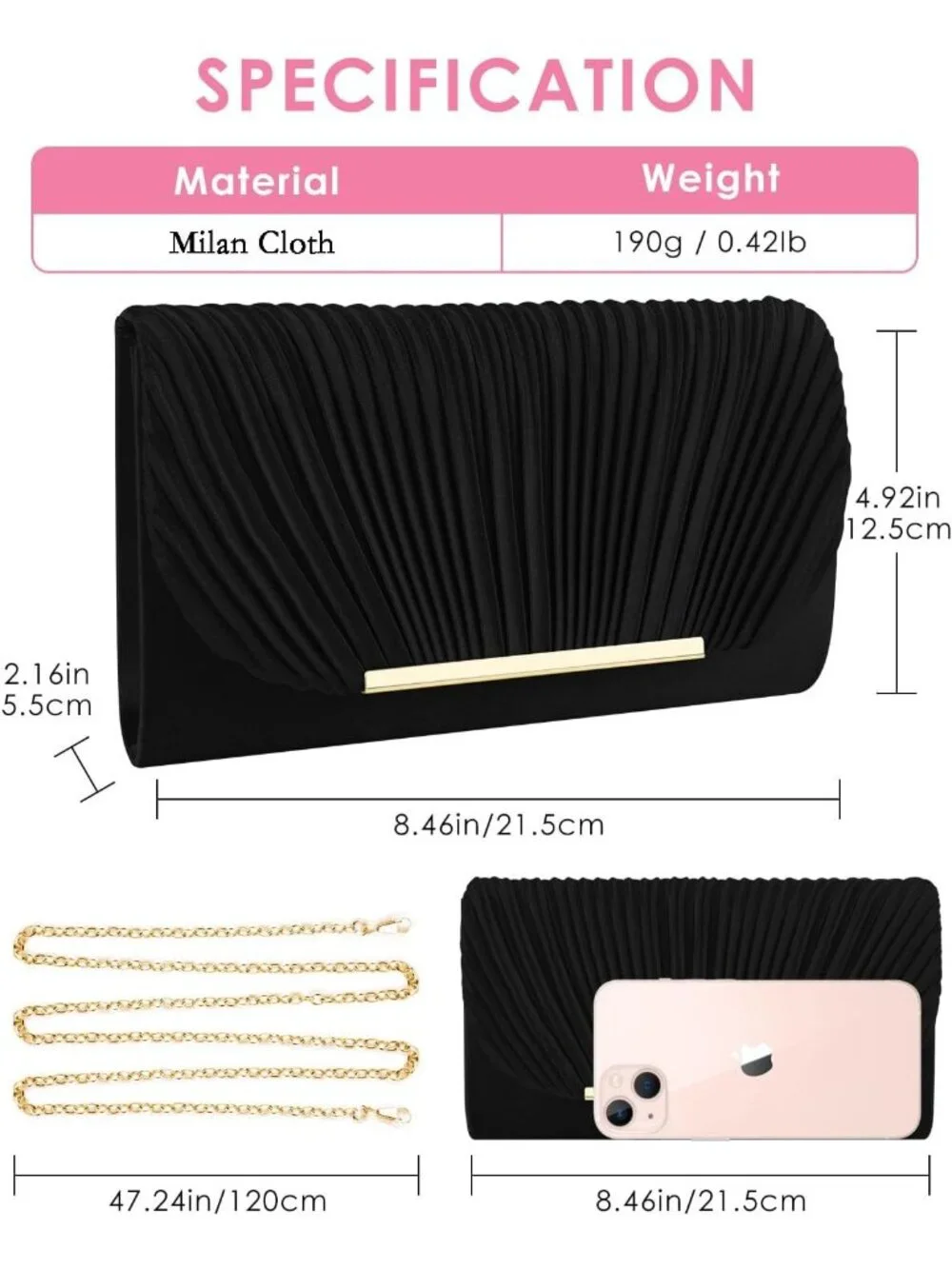 👜Women's Black Evening Handbags for Formal Wedding Party Prom Shoulder Bags